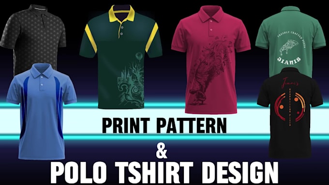 create print pattern golf polo t shirt design and mockup for you