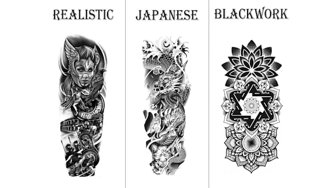 create professional custom tattoo design, tattoo sleeve