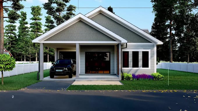 create 3d house exterior design and rendering
