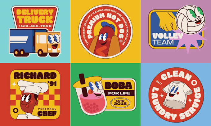 design 3 retro vintage classic cartoon logo design