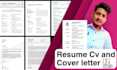 make a professional CV, modern resume, cover letter in 12 hours
