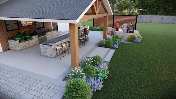 Do 3d backyard landscape design, patio garden outdoor design 3d patio ...