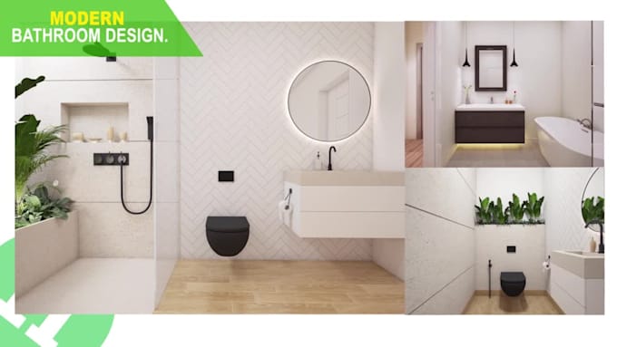 design modern bathroom interior in 3d with realistic render