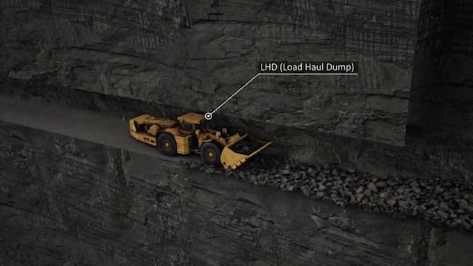 create 3d industrial process underground mining equipment machinery animation