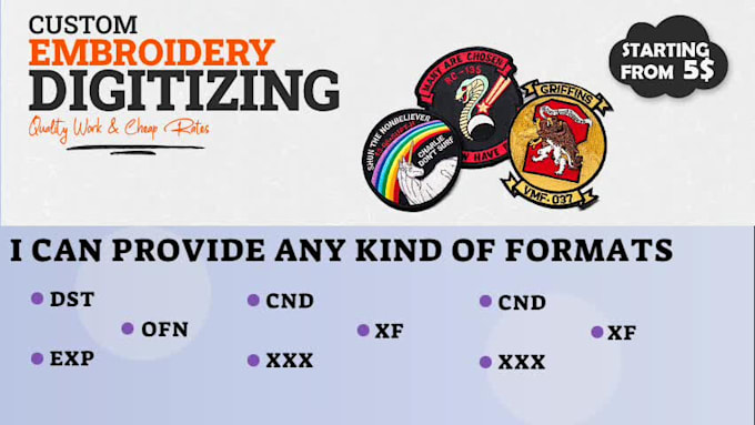 create embroidery design logo patch digitizing into dst pes