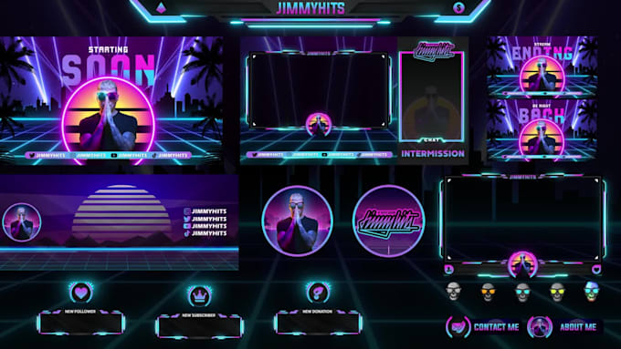 design custom animated twitch stream overlay, twitch logo, panels and more
