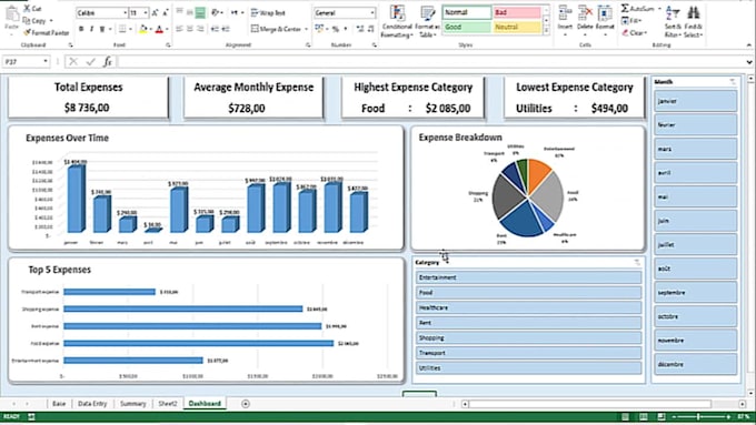 create an excel expense tracker and budget template