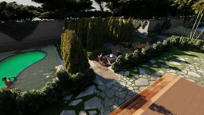 design a captivating garden and patio landscape