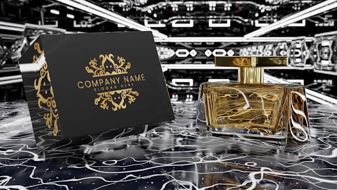 design luxury 3d perfume bottles, packaging, labels and logo
