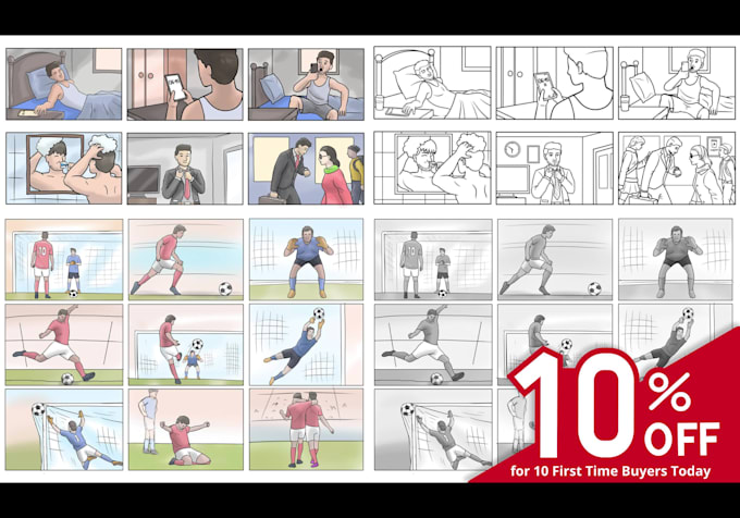 design 25 storyboard frames for animation, ads commercials in 24 hours