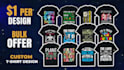 do custom typography tshirt and graphic t shirt design 24h