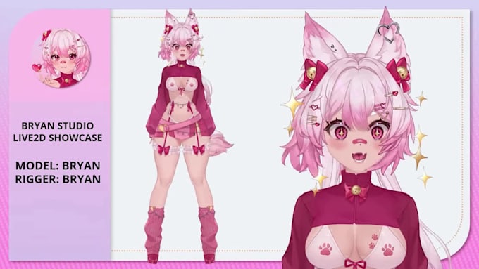 draw and rig male and female 3d vtuber model, live2d commission, live2d showcase