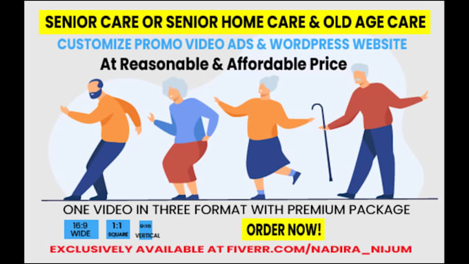 do customize senior care or senior home care promo video ads