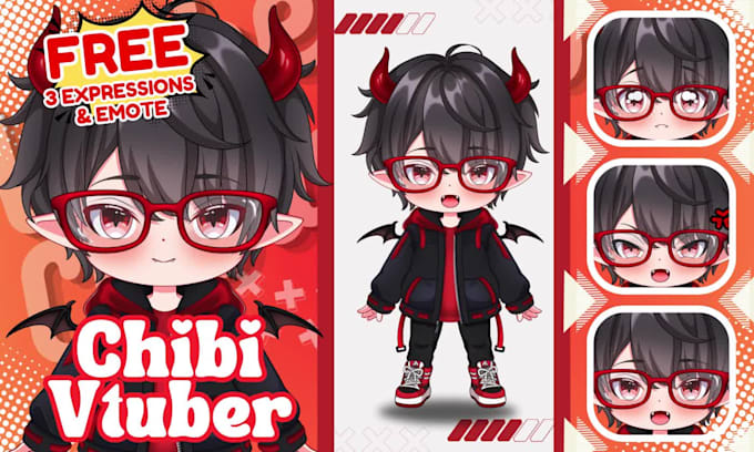 anime chibi vtuber, chibi pngtuber model and live2d rigging for streamers