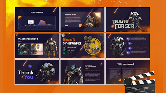 design powerpoint presentation and pitch deck for film, TV show