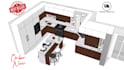 design kitchen interior design layout, and 3d rendering