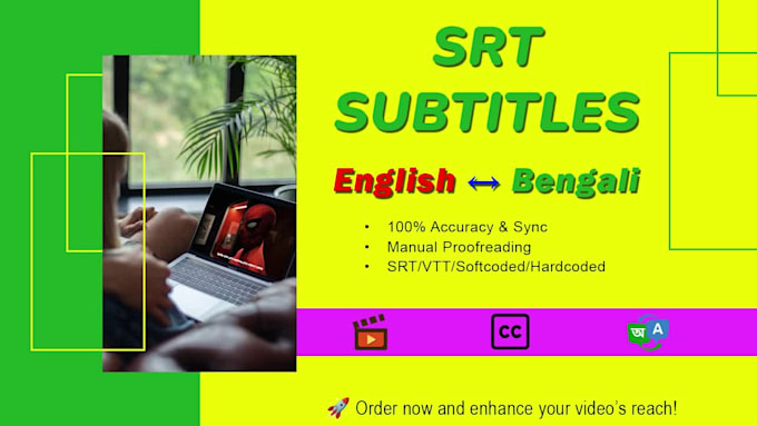 create english and bengali subtitles embed or srt files