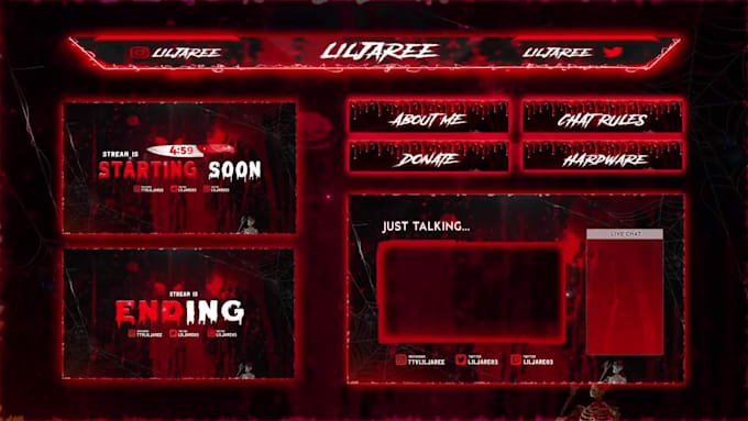 do animated twitch overlays, alerts, screens and full stream package