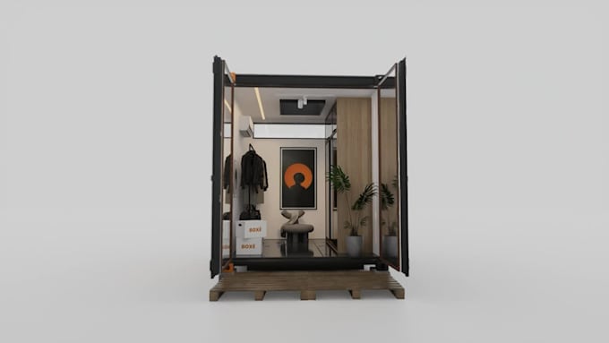 model and render 3d shipping container homes, shops, cafe