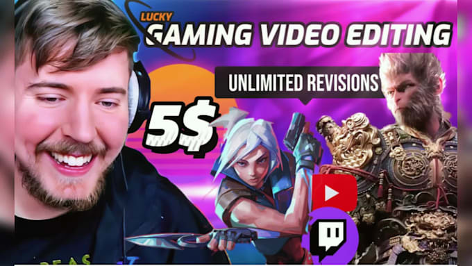 deliver engaging gaming edits for youtube and twitch