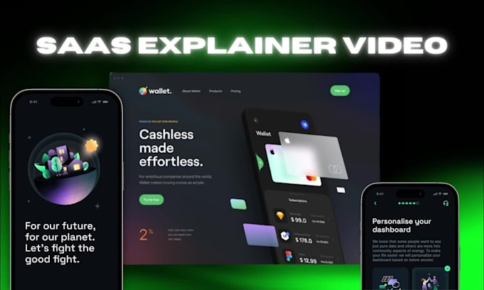 create animated saas demo video, saas explainer video with voice