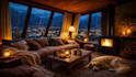 create natural sound relaxing rain video with a cozy room