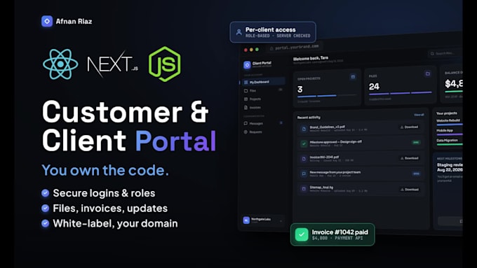 build a client portal web app with secure login and admin dashboard