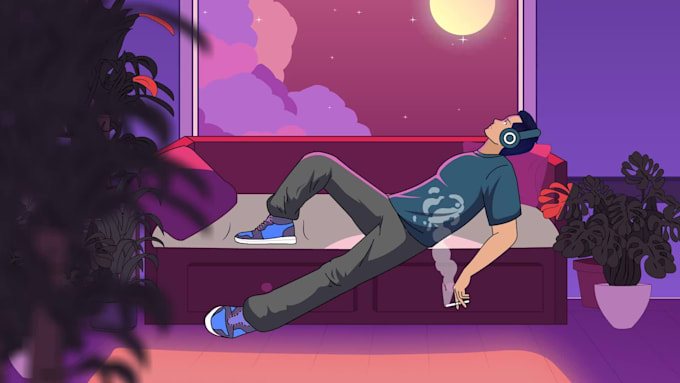 make lo fi loop animation and animated your illustration