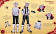 draw character sheet, oc design, or reference sheet, furry sheet anime style