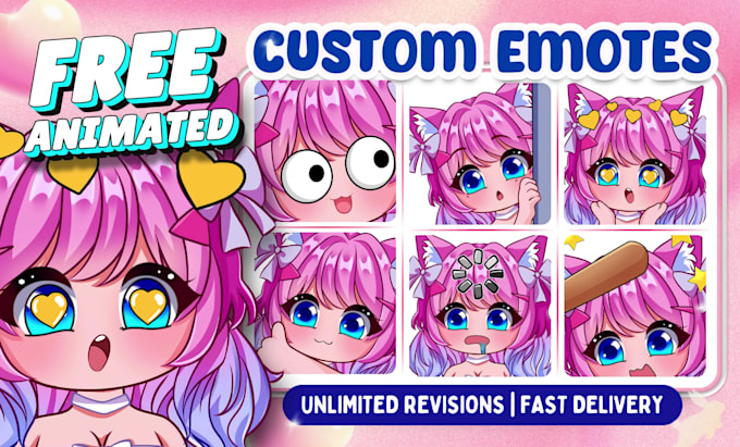 draw custom twitch emotes, animated emotes, chibi emotes, vtuber emotes for you