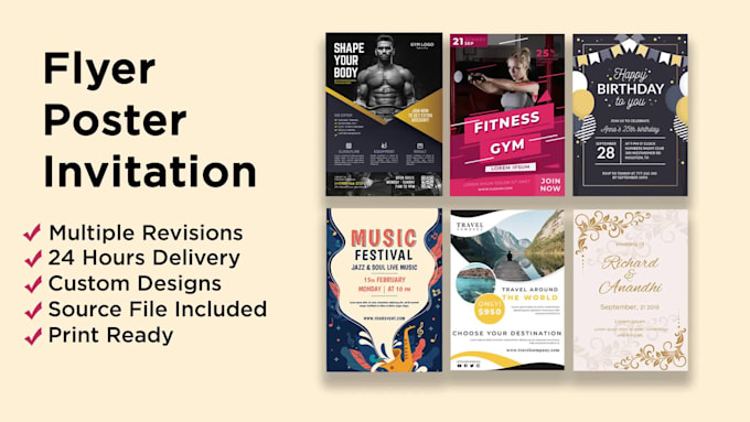 design professional posters, flyers or invitations