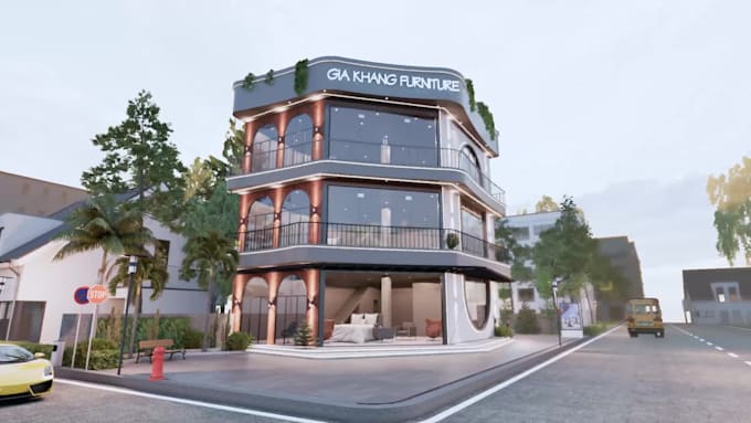 design house exterior model, 3d rendering, walkthrough
