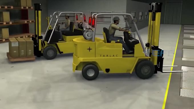 do 3d industrial factory animation warehouse visualization production line video