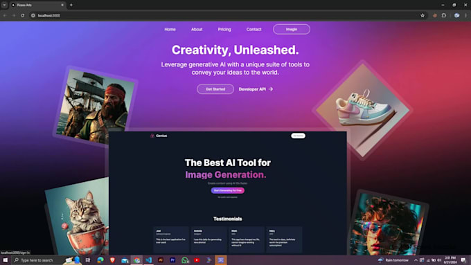 develop an ai art generating mobile app or website