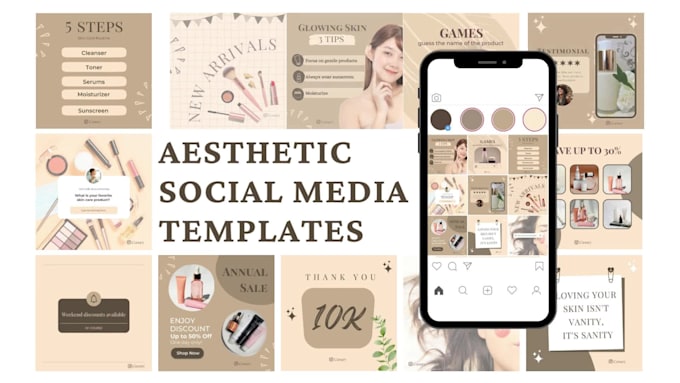 create aesthetic social media post templates using canva