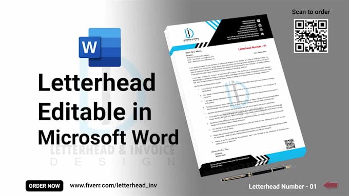 create, design professional letterhead in editable microsoft word