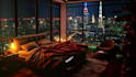 create rain video with natural sound in a cozy room