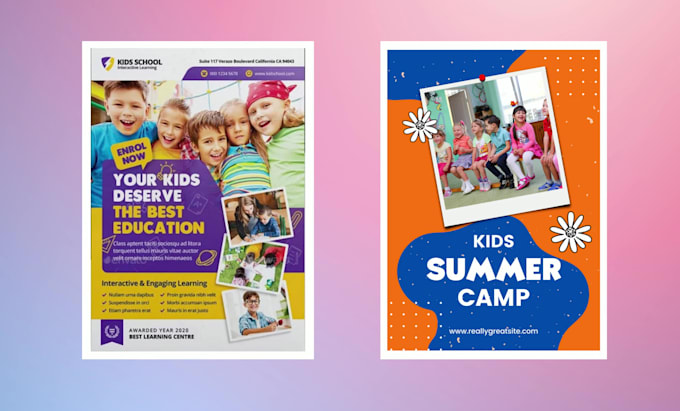 do education, school, summer camp, holiday kids flyer poster