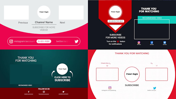 design animated outro, end screen for youtube