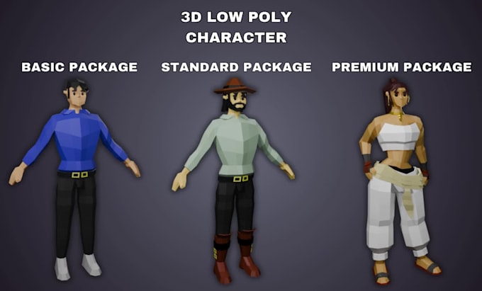 create 3d low poly character for your game or project