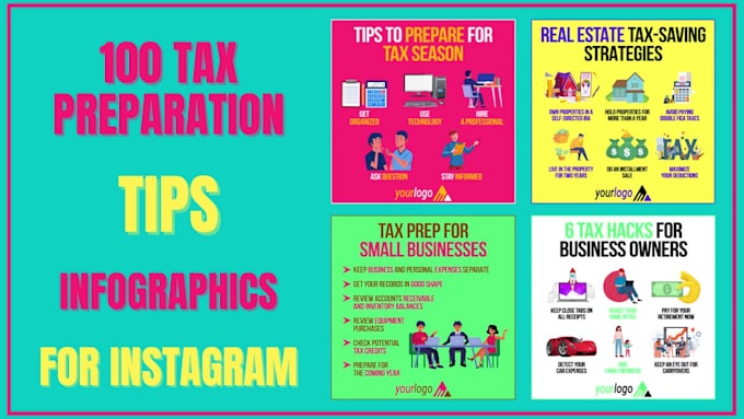 create 100 tax preparation tips infographics for instagram