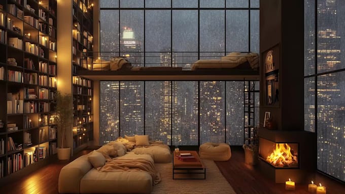 create cozy room raining video for your youtube