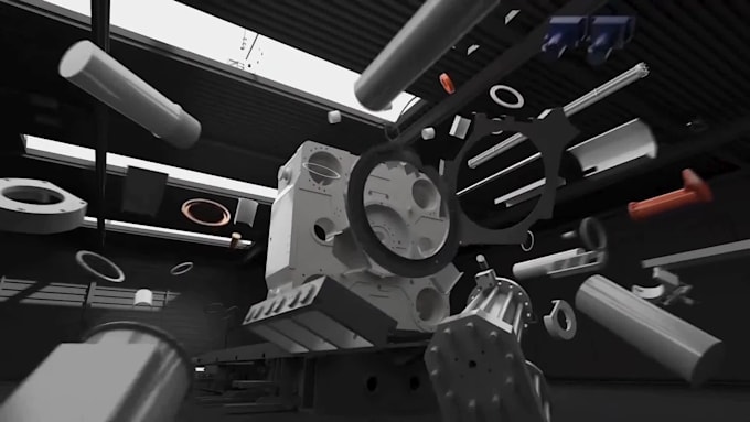 Create 3d industrial animation, robotic factory process and engineering ...