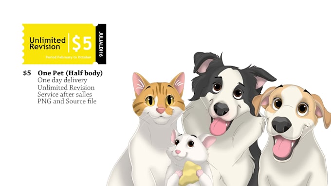 draw pet portrait into cartoon disney