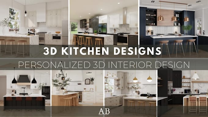 Do kitchen interior design with 3d rendering by Aqsabatools | Fiverr