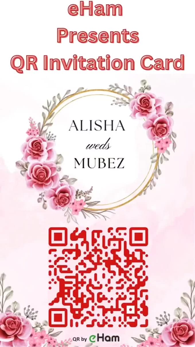 design a digital qr invitation card with ,event image, video, details, map, rsvp