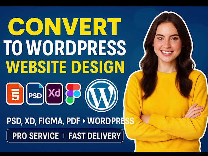create HTML PSD xd figma PDF to wordpress website design