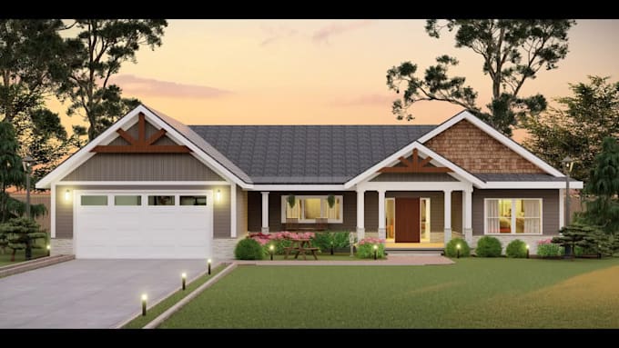 design realistic architectural 3d exterior rendering, house exterior design home