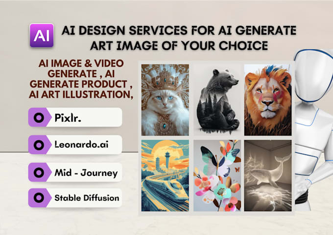 create ai art and charatears using midjourney, leonardo ai