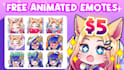 draw cute chibi emotes, animated, badges for your vtuber and twitch